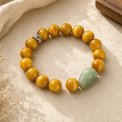Chinese Zodiac Natal Buddha Tiger Eye Pixiu Jade Protection Bracelet featuring Tiger Eye, Chinese Zodiac Natal Buddha, Pixiu