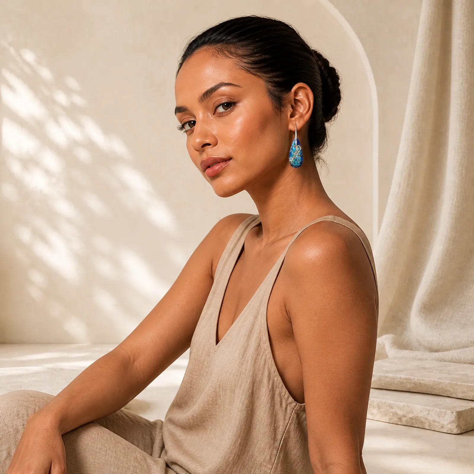 Emperor Stone Healing Crystal Earrings featuring Emperor Stone