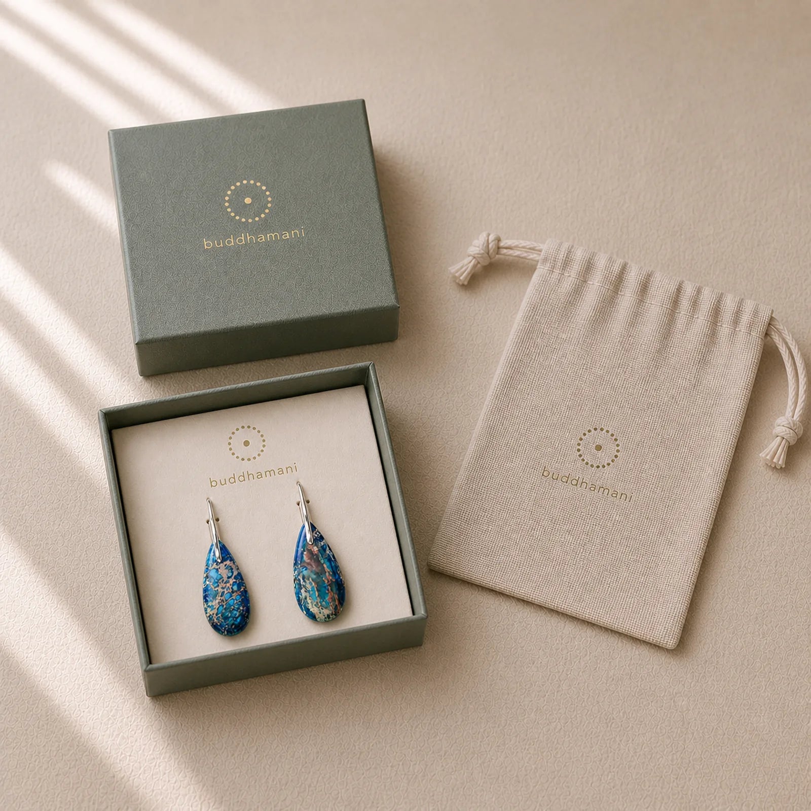 Emperor Stone Healing Crystal Earrings featuring Emperor Stone