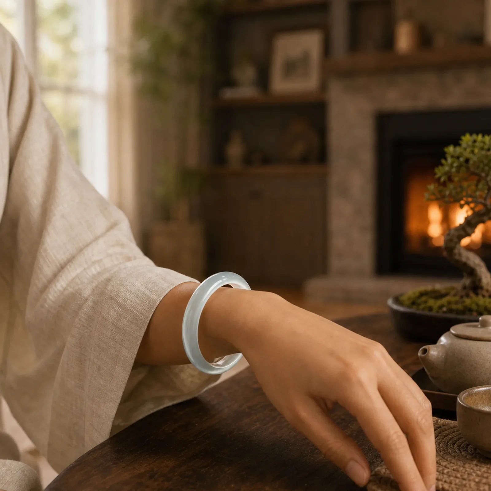 FREE Today: Abundance and Spiritual White Cat's Eye Cuff Bangle Bracelet featuring White Cat's Eye, Cat's Eye / Chrysoberyl