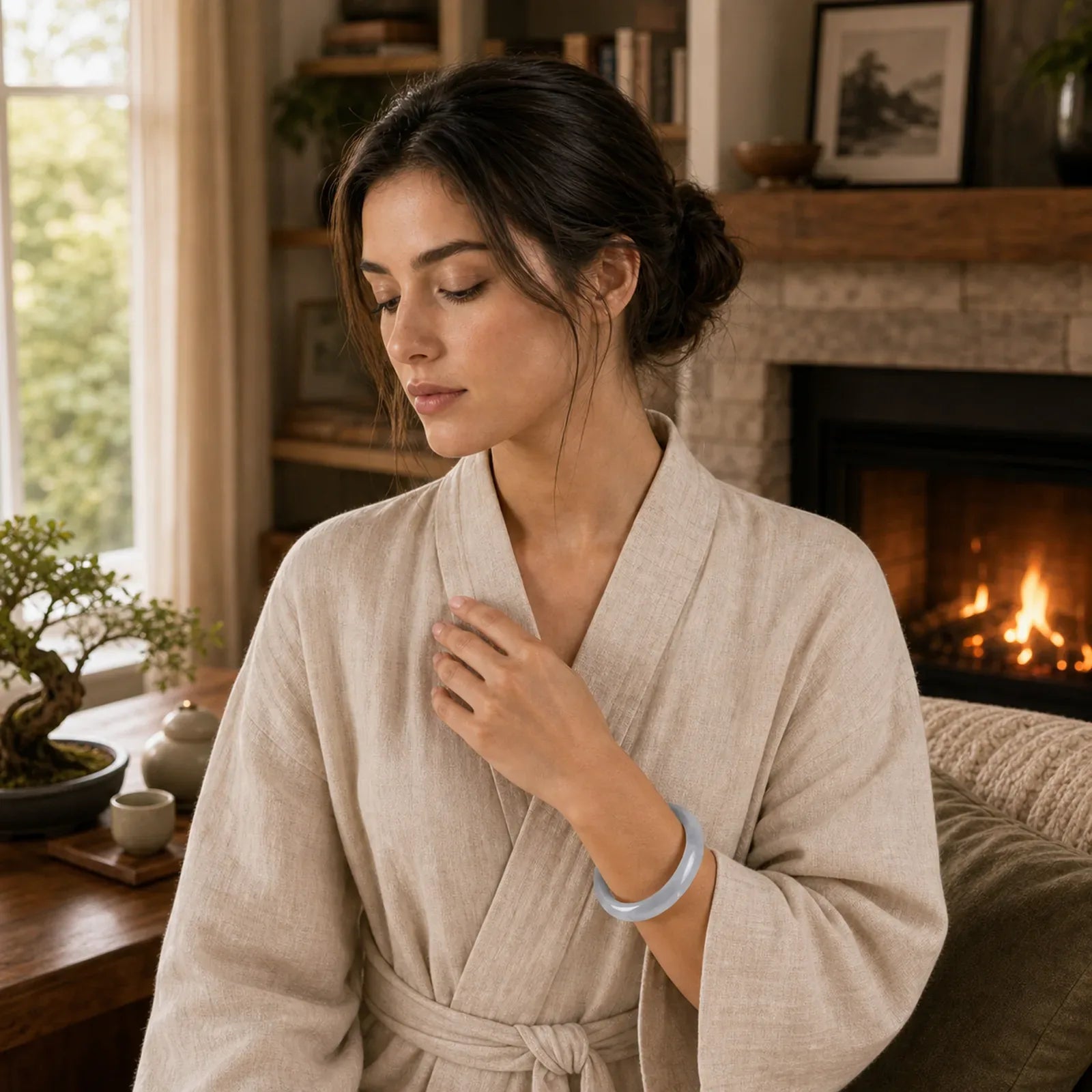 FREE Today: Abundance and Spiritual White Cat's Eye Cuff Bangle Bracelet featuring White Cat's Eye, Cat's Eye / Chrysoberyl