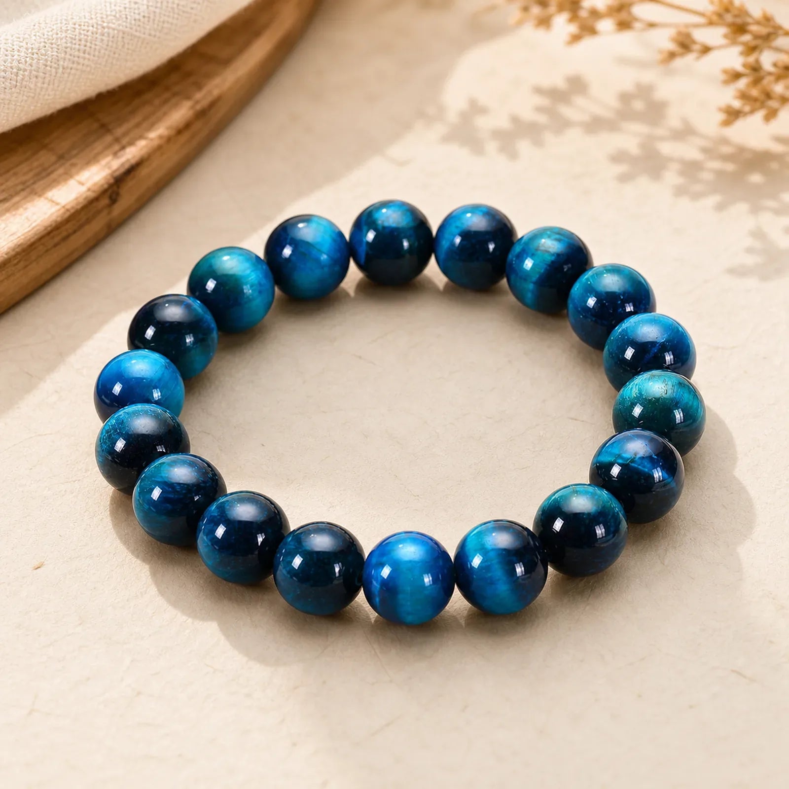 FREE Today: Against Negative Energy Blue Tiger Eye Bracelet featuring Blue Tiger Eye, Tiger Eye