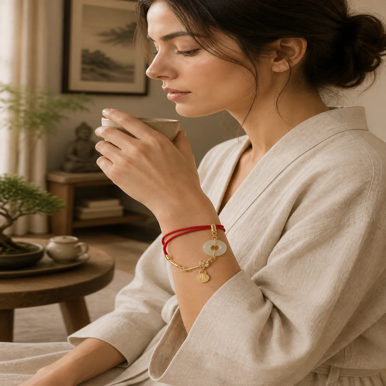 FREE Today: Attract Good Luck Hetian Jade Peace Buckle Red Rope Fortune Bracelet featuring Jade, Peace Buckle