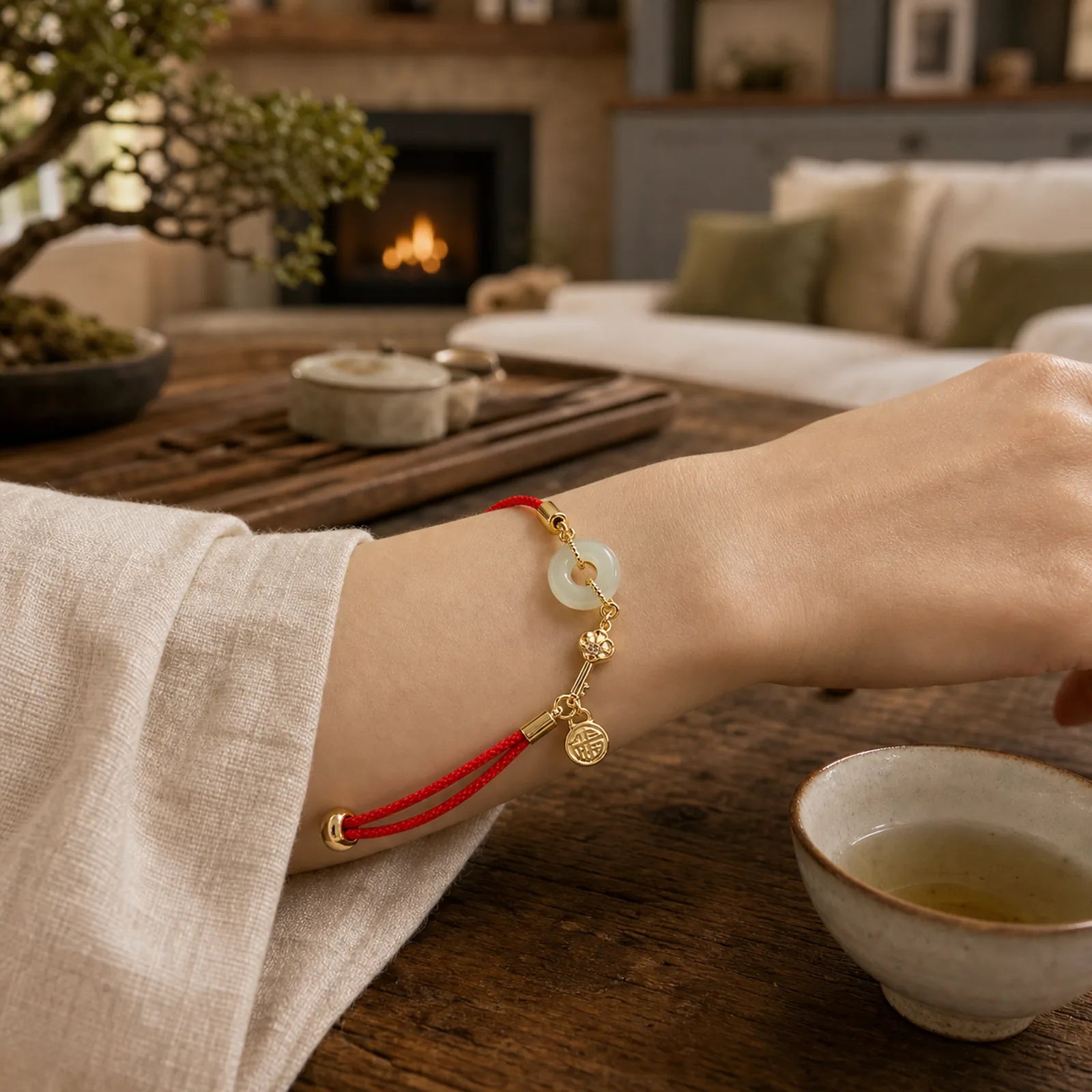 FREE Today: Attract Good Luck Hetian Jade Peace Buckle Red Rope Fortune Bracelet featuring Jade, Peace Buckle