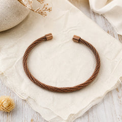 FREE Today: Balance and Luck Retro Textured Flower Pattern Twisted Copper Open Cuff Bracelet Bangle featuring Copper