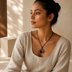 FREE Today: Balance and Strength Black Obsidian Yin Yang Round Pendant Necklace featuring Black Obsidian