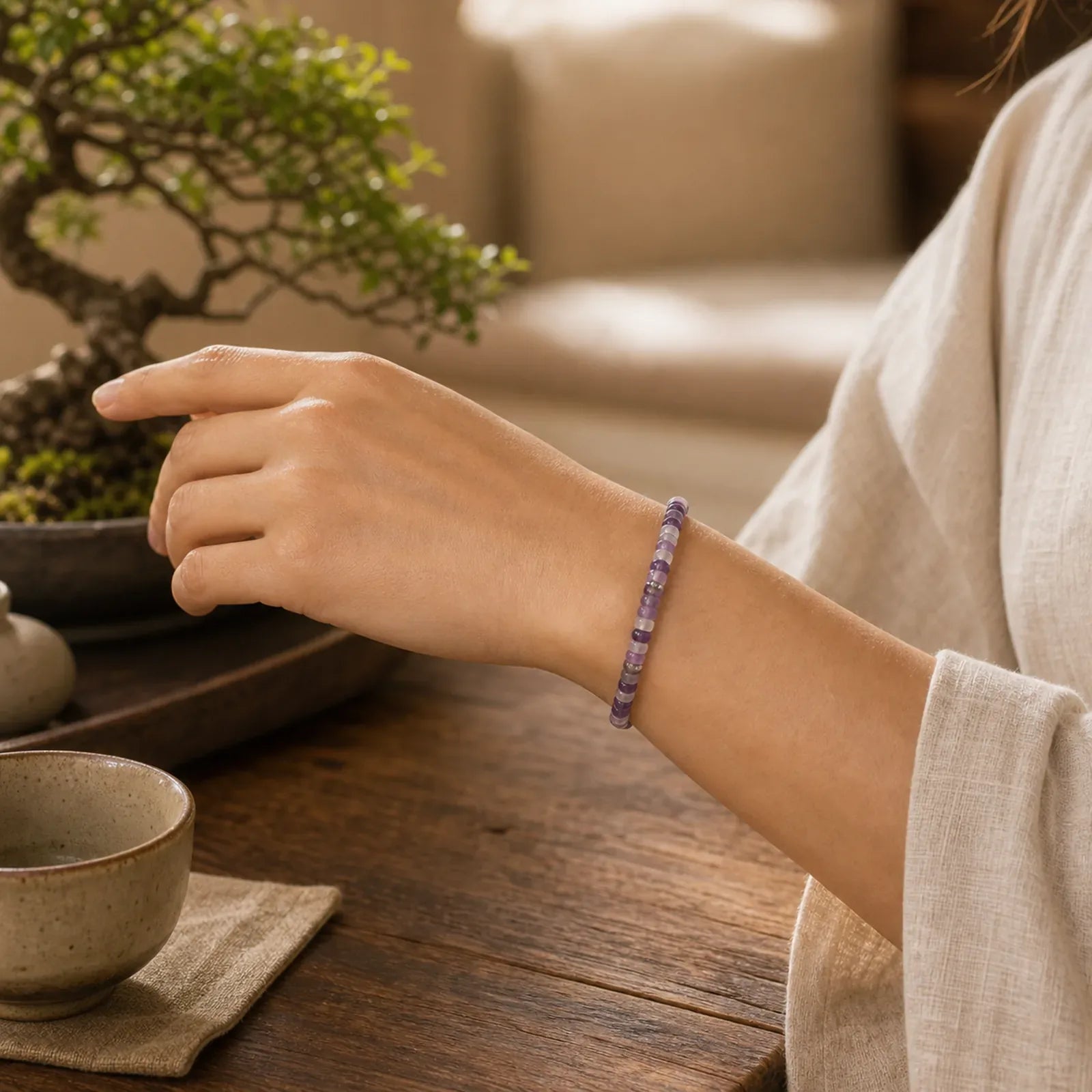 FREE Today: Calm and Spiritual Awareness Amethyst Tiger's Eye Rose Quartz Blue Spot Jasper Black Obsidian Flat Bead Bracelet featuring Amethyst, Tiger Eye, Rose Quartz