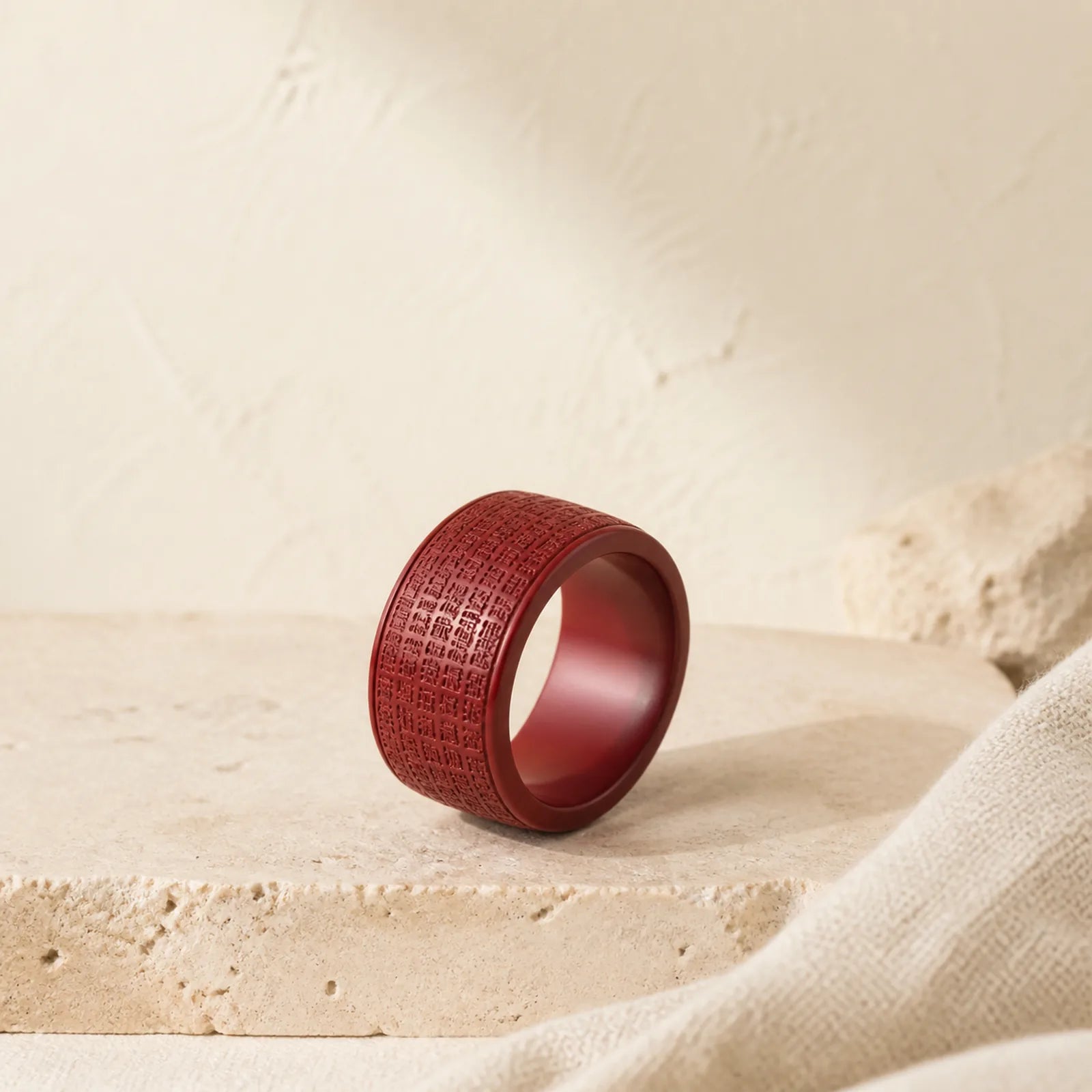 FREE Today: Concentration Blessing Cinnabar Om Mani Padme Hum Heart Sutra Ring featuring Cinnabar, Om Mani Padme Hum, Om