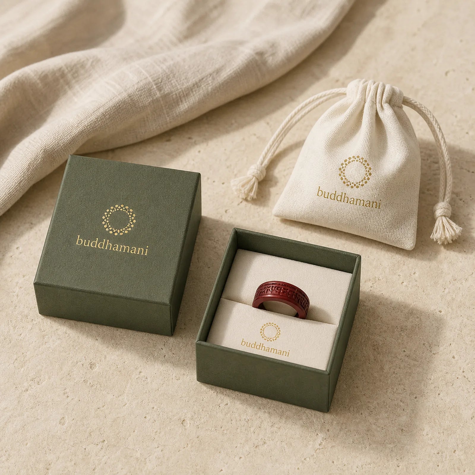 FREE Today: Concentration Blessing Cinnabar Om Mani Padme Hum Heart Sutra Ring featuring Cinnabar, Om Mani Padme Hum, Om