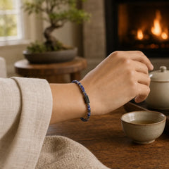FREE Today: Harmony and Positivity Sodalite Hematite Cube Spacer Bracelet featuring Sodalite, Hematite