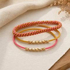 FREE Today: Healing and Wealth 3Pcs Pink Yellow String Golden Copper Beads Bracelet featuring Copper