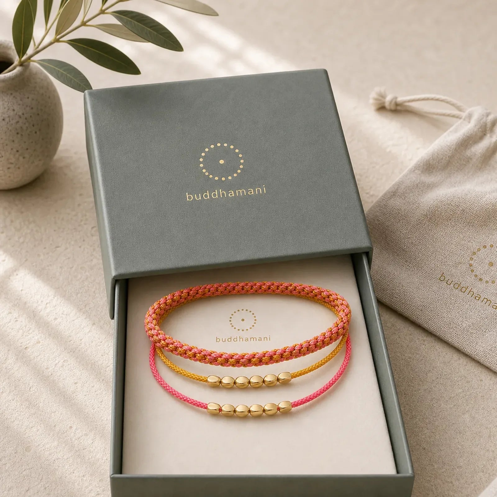 FREE Today: Healing and Wealth 3Pcs Pink Yellow String Golden Copper Beads Bracelet featuring Copper