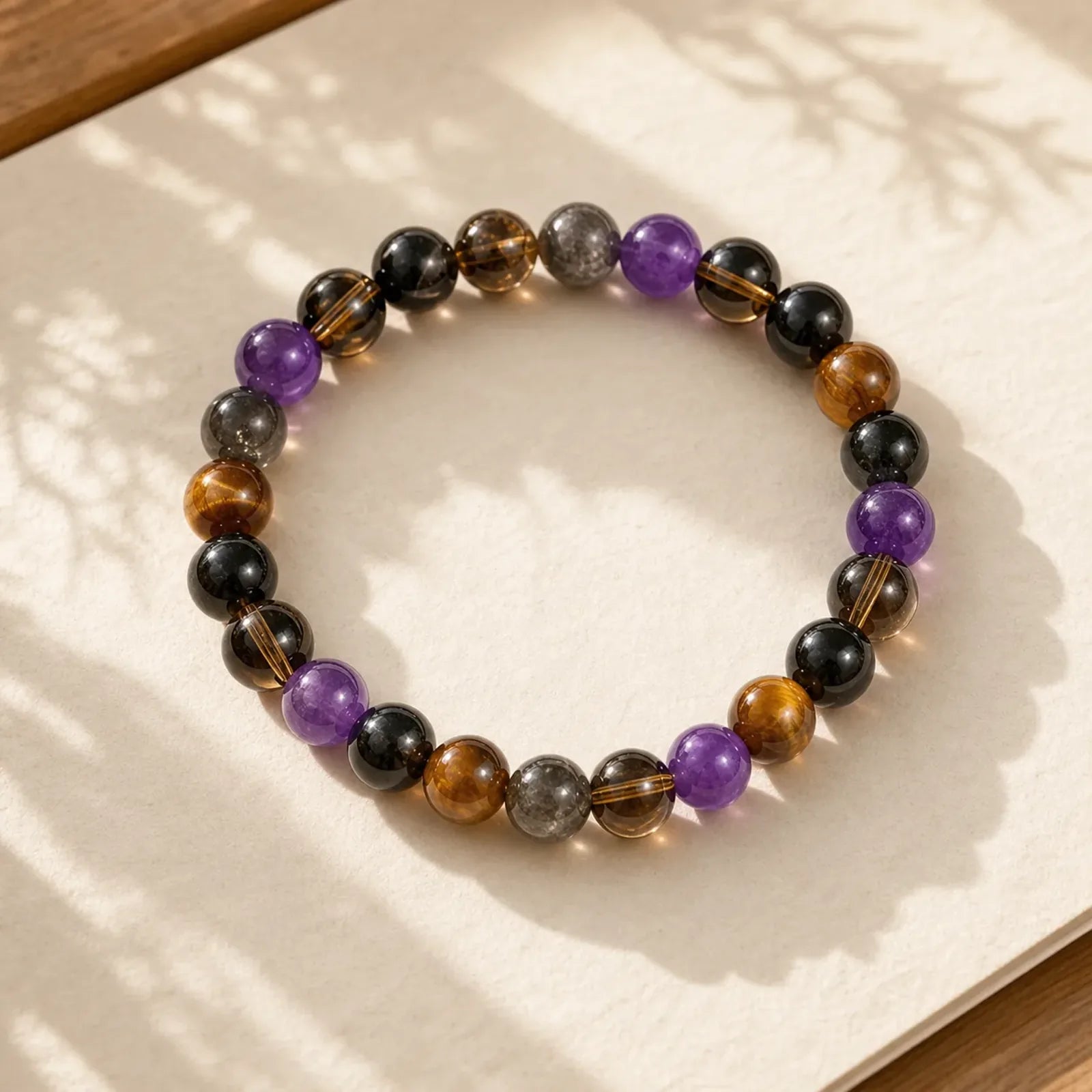 FREE Today: Inner Peace and Healing Natural Amethyst Tiger Eye Black Obsidian Smoky Quartz Bracelet featuring Amethyst, Tiger Eye, Black Obsidian