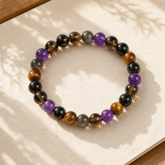FREE Today: Inner Peace and Healing Natural Amethyst Tiger Eye Black Obsidian Smoky Quartz Bracelet featuring Amethyst, Tiger Eye, Black Obsidian