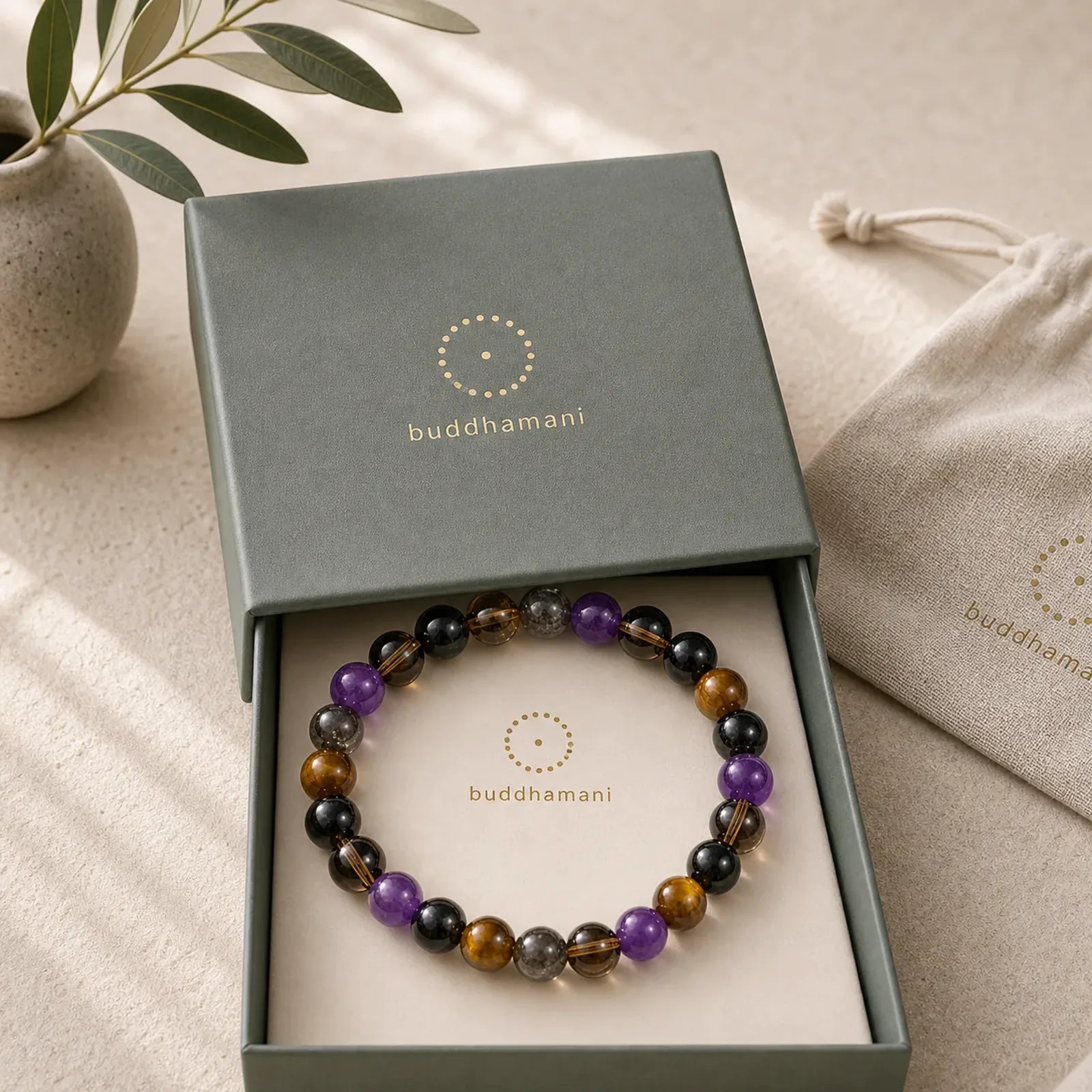 FREE Today: Inner Peace and Healing Natural Amethyst Tiger Eye Black Obsidian Smoky Quartz Bracelet featuring Amethyst, Tiger Eye, Black Obsidian