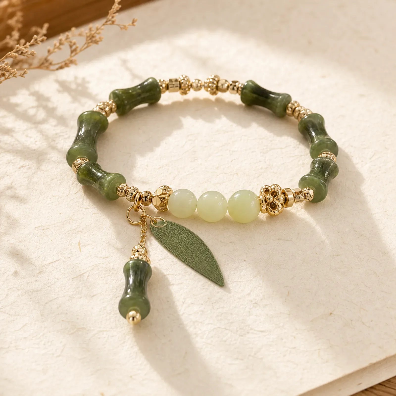 FREE Today: Keep Alive Jade Bamboo Pattern Luck Abundance Bracelet featuring Jade, Bamboo