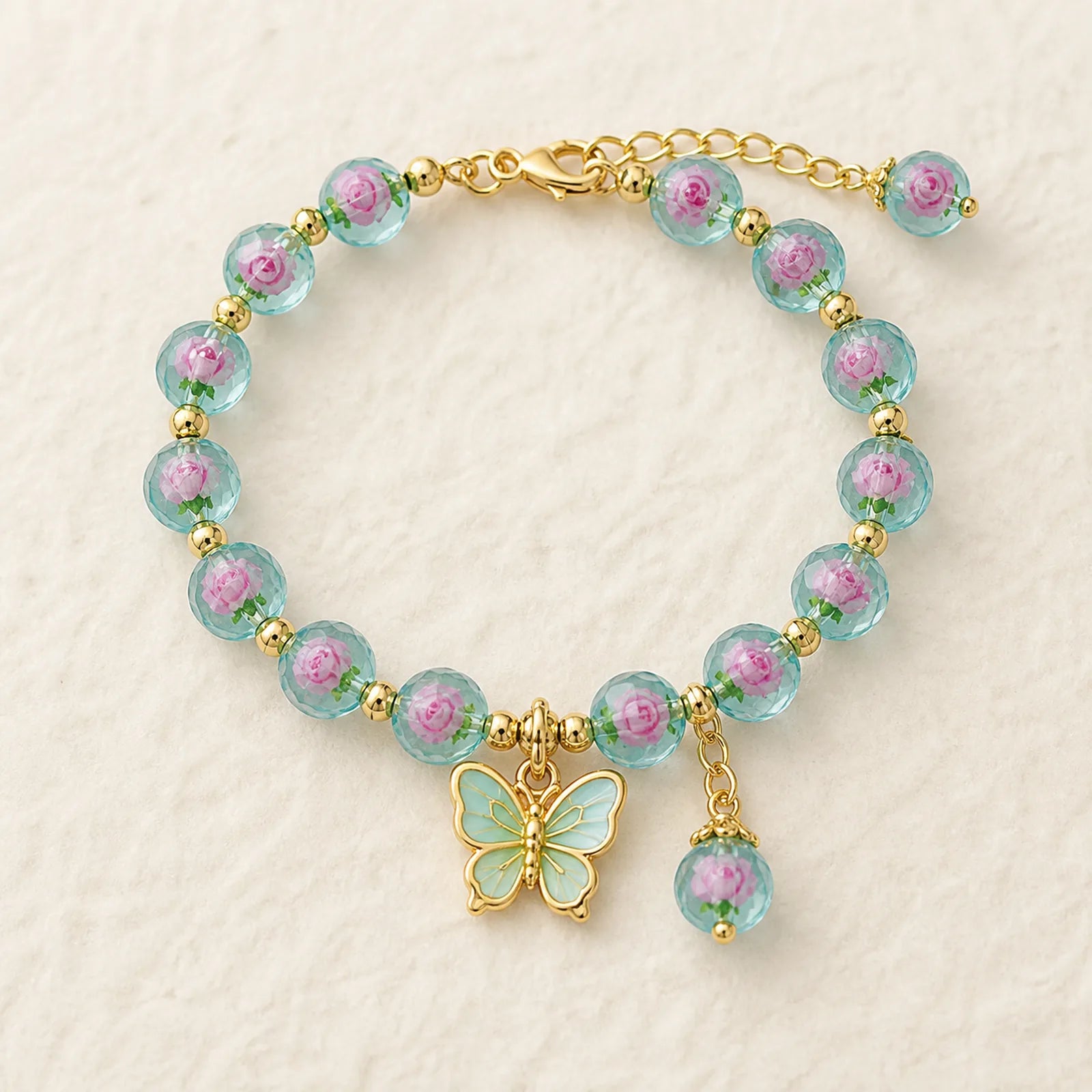 FREE Today: Love Freedom Butterfly Charm Rose Flower Liuli Bracelet featuring Butterfly
