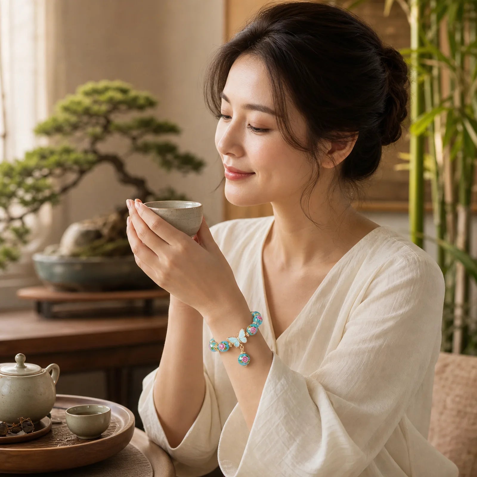 FREE Today: Love Freedom Butterfly Charm Rose Flower Liuli Bracelet featuring Butterfly