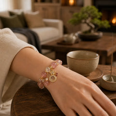 FREE Today: Love Healing Natural Strawberry Quartz Crystal Money Bag Charm Positive Bracelet featuring Strawberry Quartz