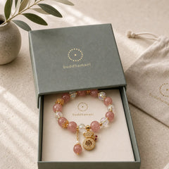 FREE Today: Love Healing Natural Strawberry Quartz Crystal Money Bag Charm Positive Bracelet featuring Strawberry Quartz