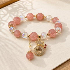FREE Today: Love Healing Natural Strawberry Quartz Money Bag Charm Positive Bracelet featuring Strawberry Quartz