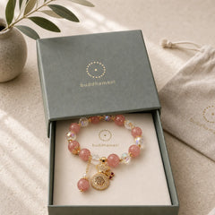 FREE Today: Love Healing Natural Strawberry Quartz Money Bag Charm Positive Bracelet featuring Strawberry Quartz