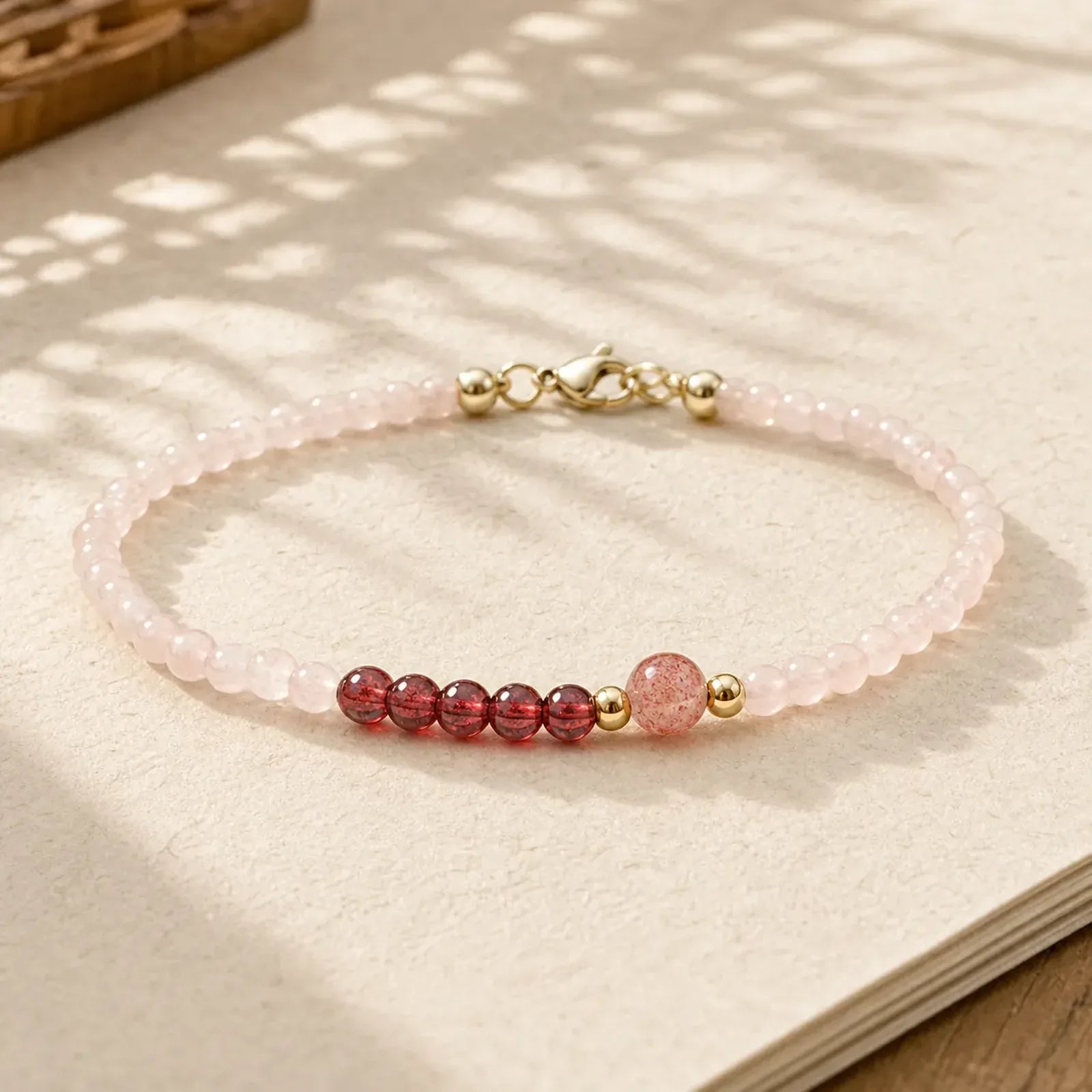 FREE Today: Loving Energy and Passionate 2mm Rose Quartz Garnet Strawberry Quartz Ultra-Thin Beads Bracelet featuring Rose Quartz, Garnet, Strawberry Quartz