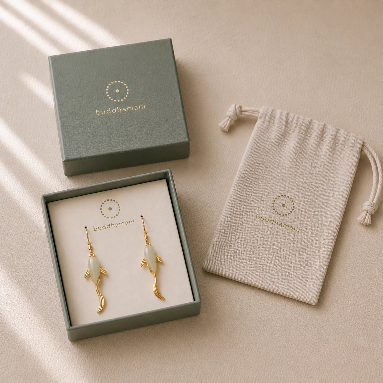 FREE Today: Luck and Healing Fish Pattern Jade Dangle Drop Earrings featuring Jade