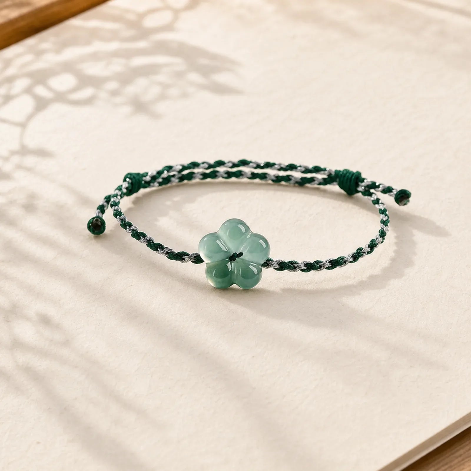FREE Today: Luck and Prosperity Natural Flower Jade Hand-Woven Bracelet featuring Jade