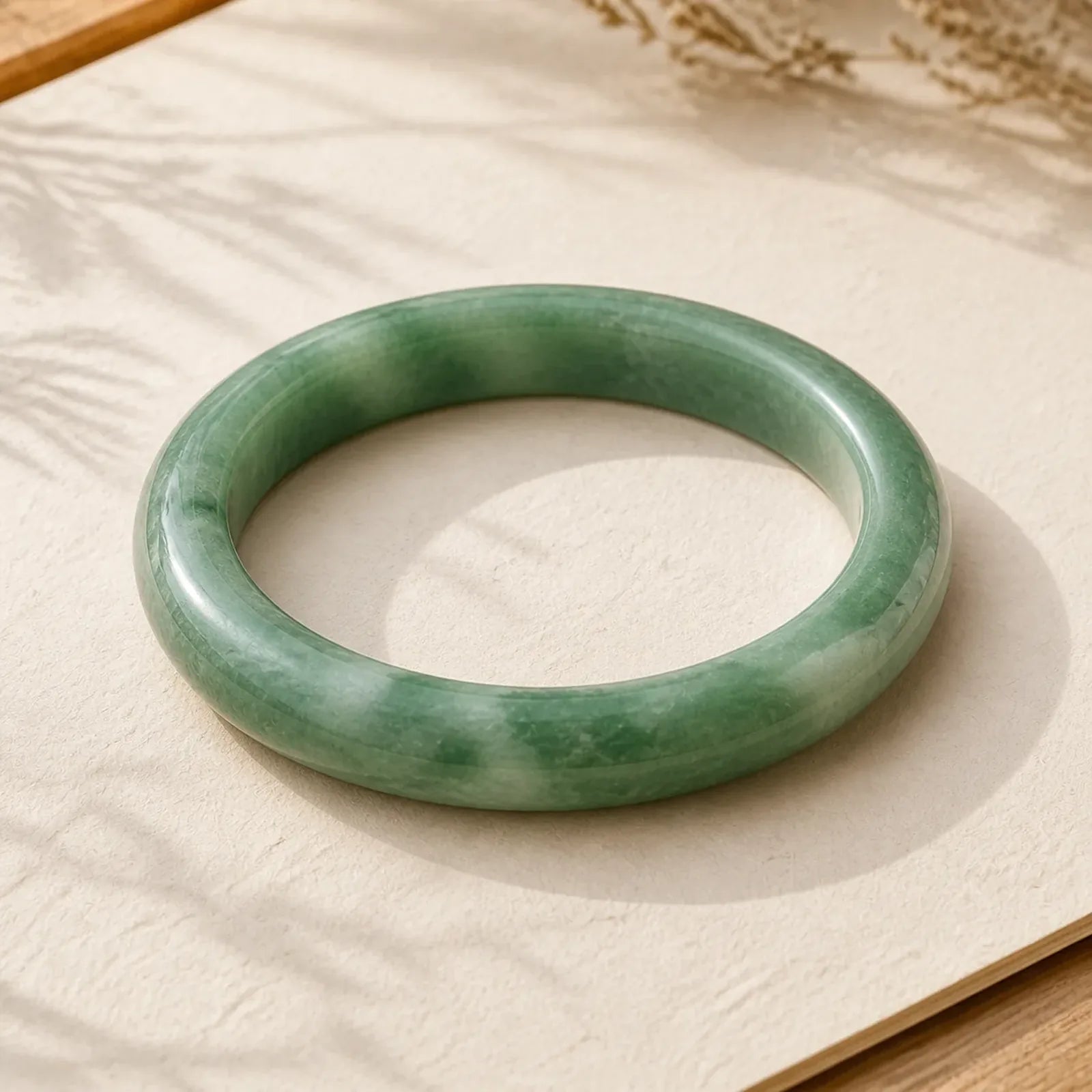 FREE Today: Luck and Prosperity Natural Jade Simple Design Cuff Bangle Bracelet featuring Jade
