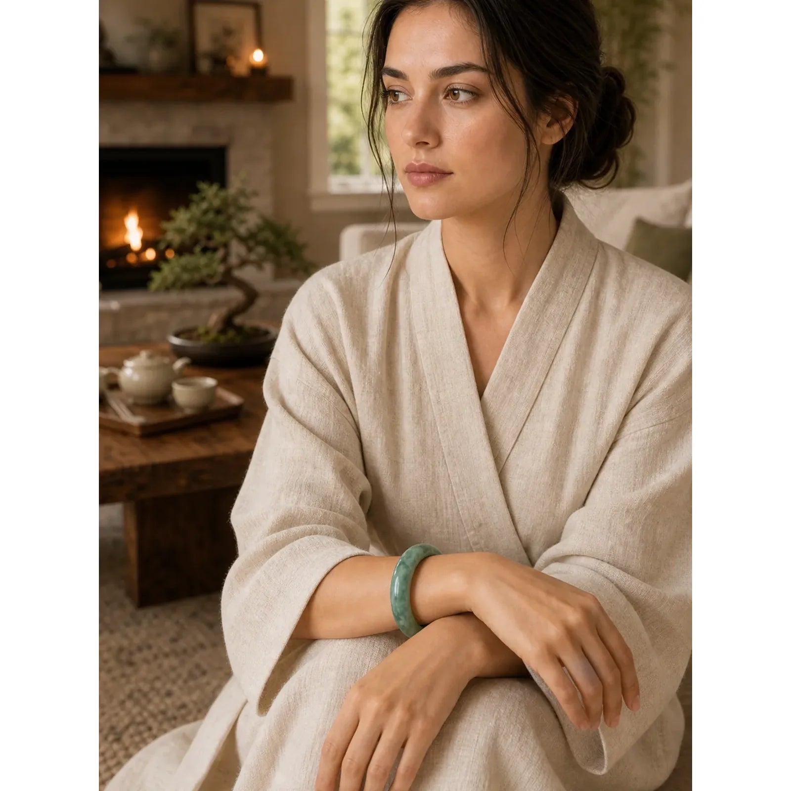 FREE Today: Luck and Prosperity Natural Jade Simple Design Cuff Bangle Bracelet featuring Jade
