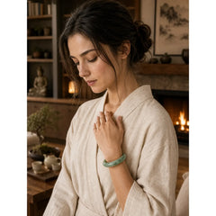 FREE Today: Luck and Prosperity Natural Jade Simple Design Cuff Bangle Bracelet featuring Jade