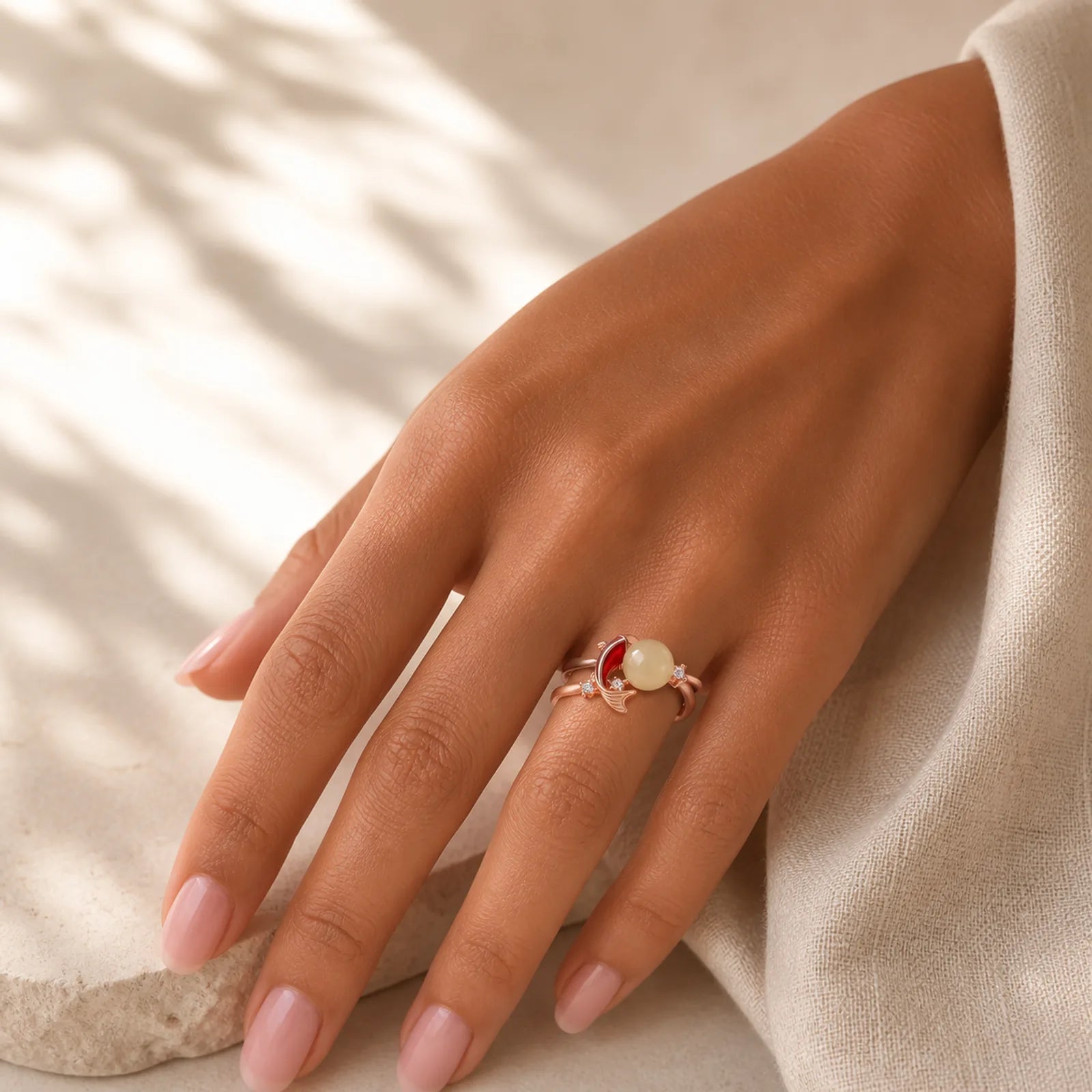 FREE Today: Luck and Success Copper Koi Fish Pearl Inspired Adjustable Ring featuring Copper, Koi Fish, Pearl