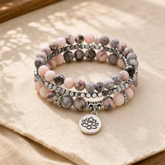 FREE Today: New Beginning and Motivating 3Pcs Zebra Jasper Lotus Enlightenment Beaded Bracelet featuring Zebra Jasper, Lotus