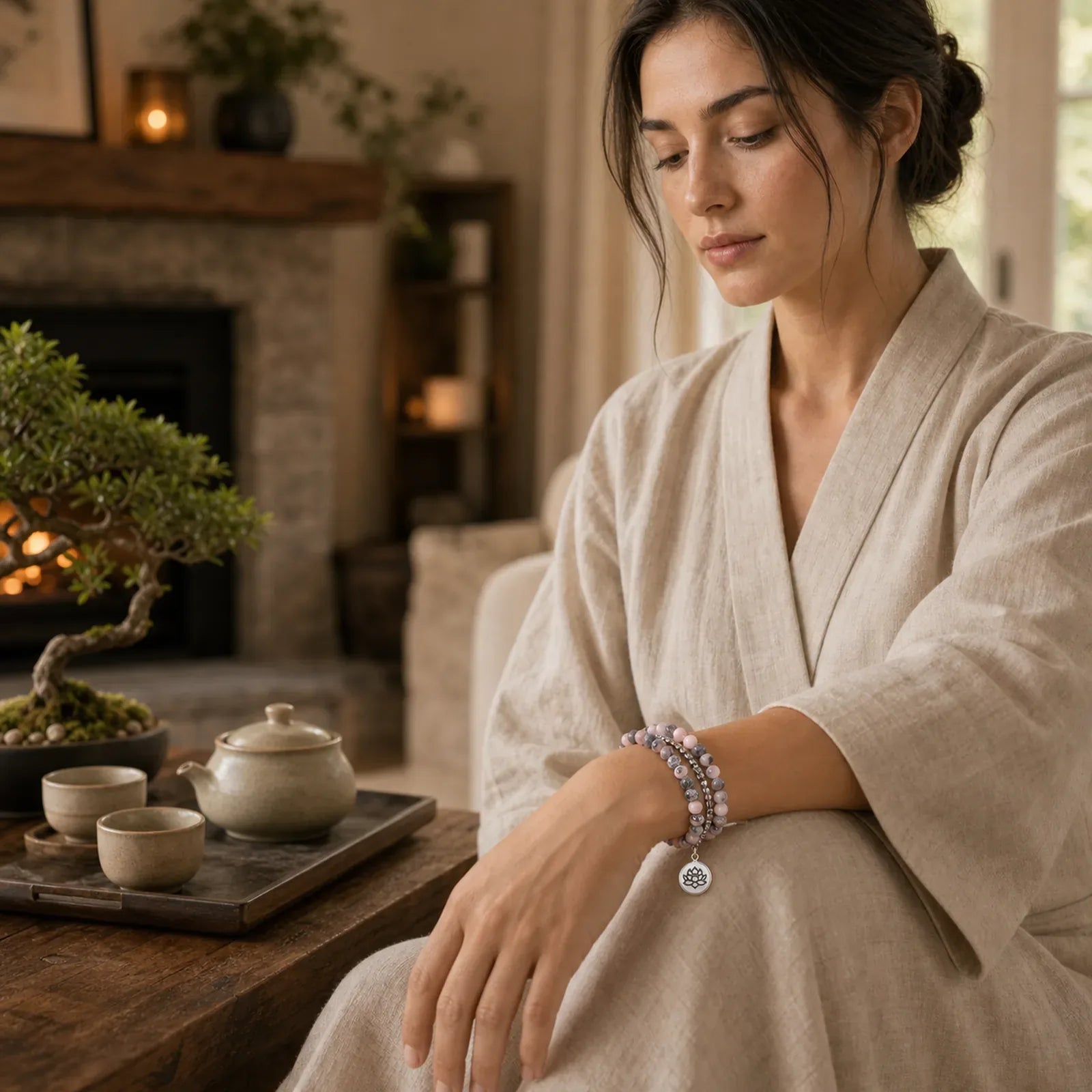 FREE Today: New Beginning and Motivating 3Pcs Zebra Jasper Lotus Enlightenment Beaded Bracelet featuring Zebra Jasper, Lotus