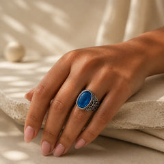 FREE Today: Optimism and Creative Blue Chalcedony Copper Adjustable Ring featuring Blue Chalcedony, Chalcedony, Copper