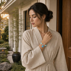 FREE Today: Positive Thinking Tibetan Turquoise Glowstone Luminous Bead Lotus Protection Bracelet featuring Turquoise, Glowstone, Lotus