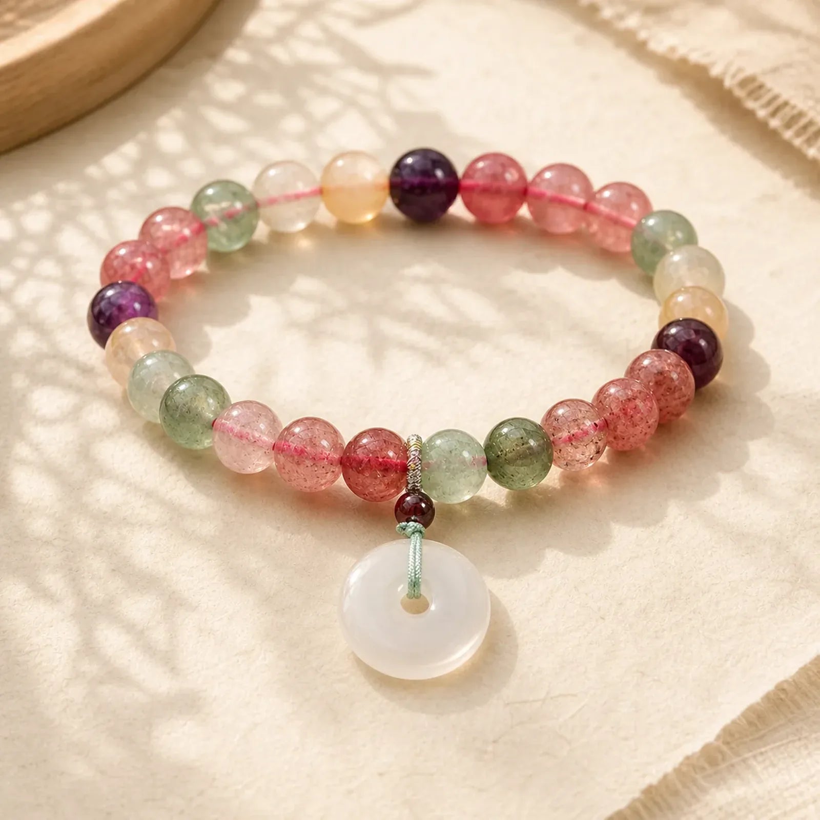 FREE Today: Positive and Fortune Strawberry Quartz Chalcedony Peace Buckle Bracelet featuring Strawberry Quartz, Chalcedony, Peace Buckle