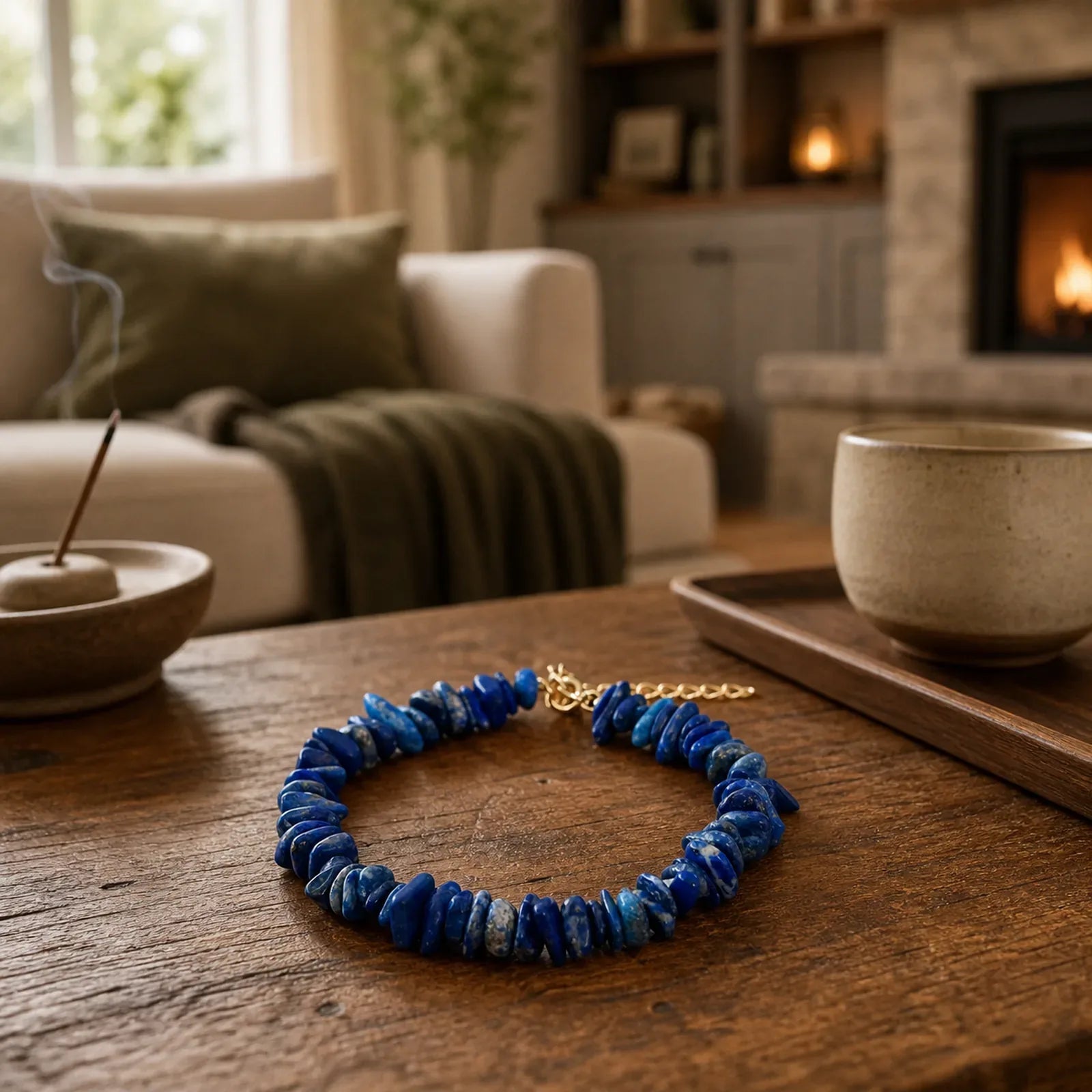 FREE Today: Positive and Serenity Natural Irregular Design Lapis Lazuli Lazurite Bracelet featuring Lapis Lazuli (Lazurite)