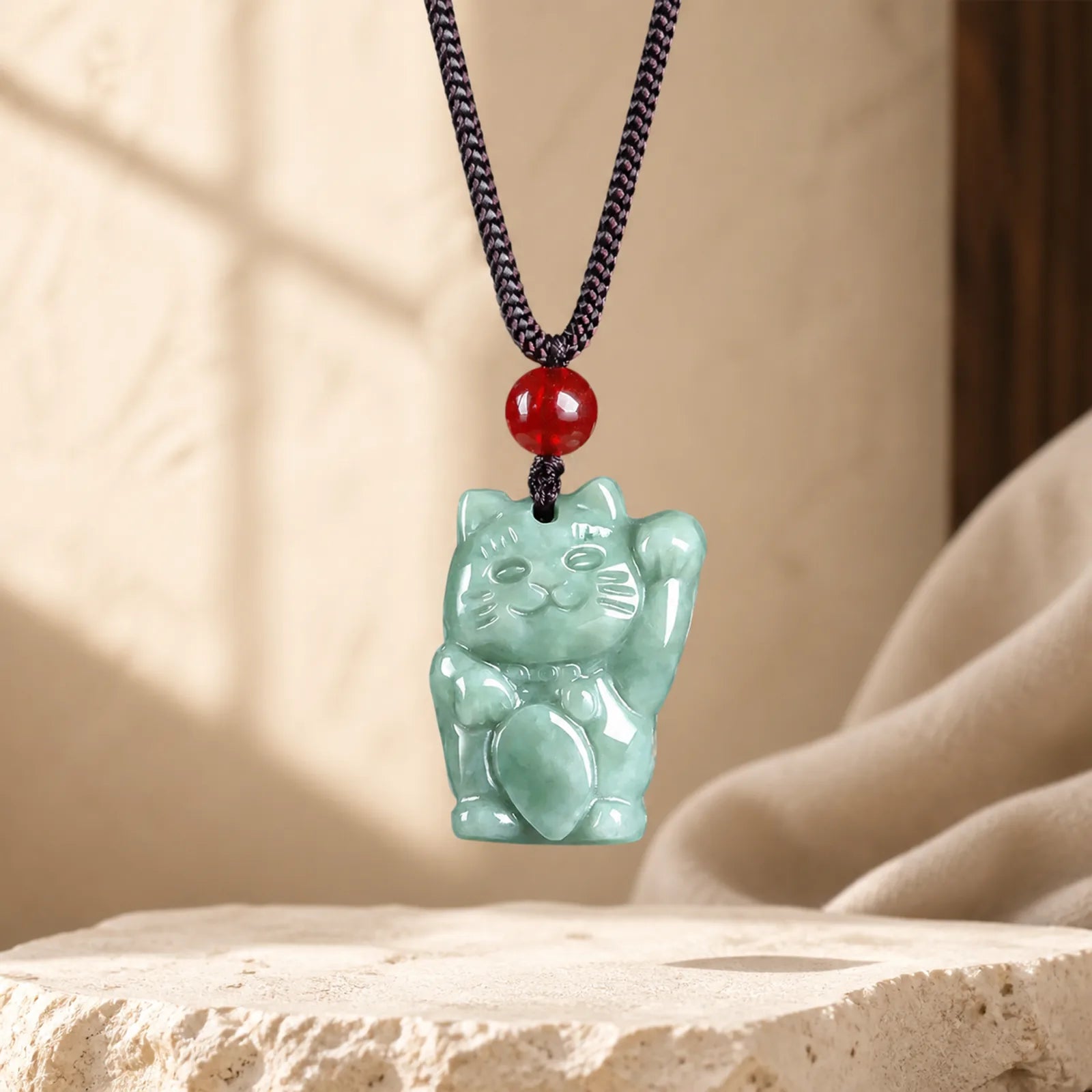 FREE Today: Prosperity and Abundance Lucky Cat Jade Necklace Pendant featuring Jade
