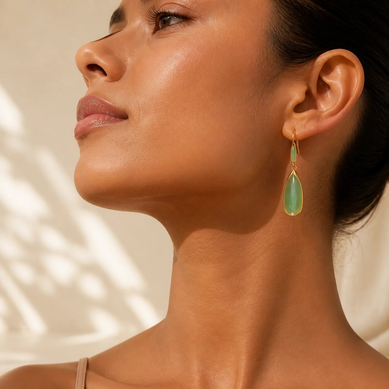 FREE Today: Prosperity and Luck Jade Teardrop Vintage Gold Tone Earrings featuring Jade