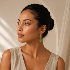 FREE Today: Prosperity and Luck Jade Teardrop Vintage Gold Tone Earrings featuring Jade