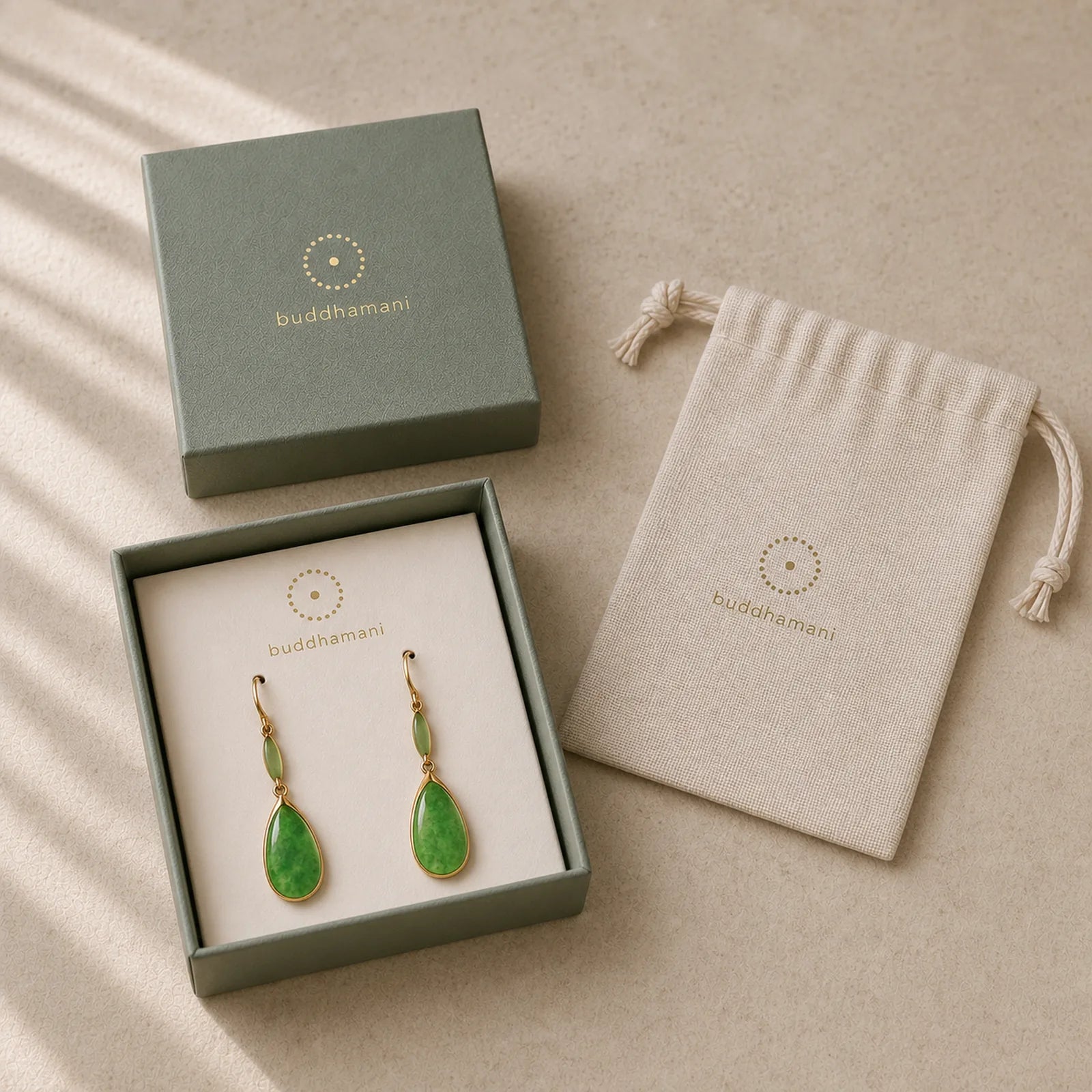 FREE Today: Prosperity and Luck Jade Teardrop Vintage Gold Tone Earrings featuring Jade