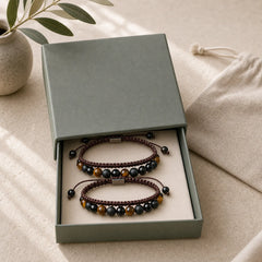 FREE Today: Protection and Courage 2Pcs Natural Tiger Eye Black Obsidian String Bracelet featuring Tiger Eye, Black Obsidian