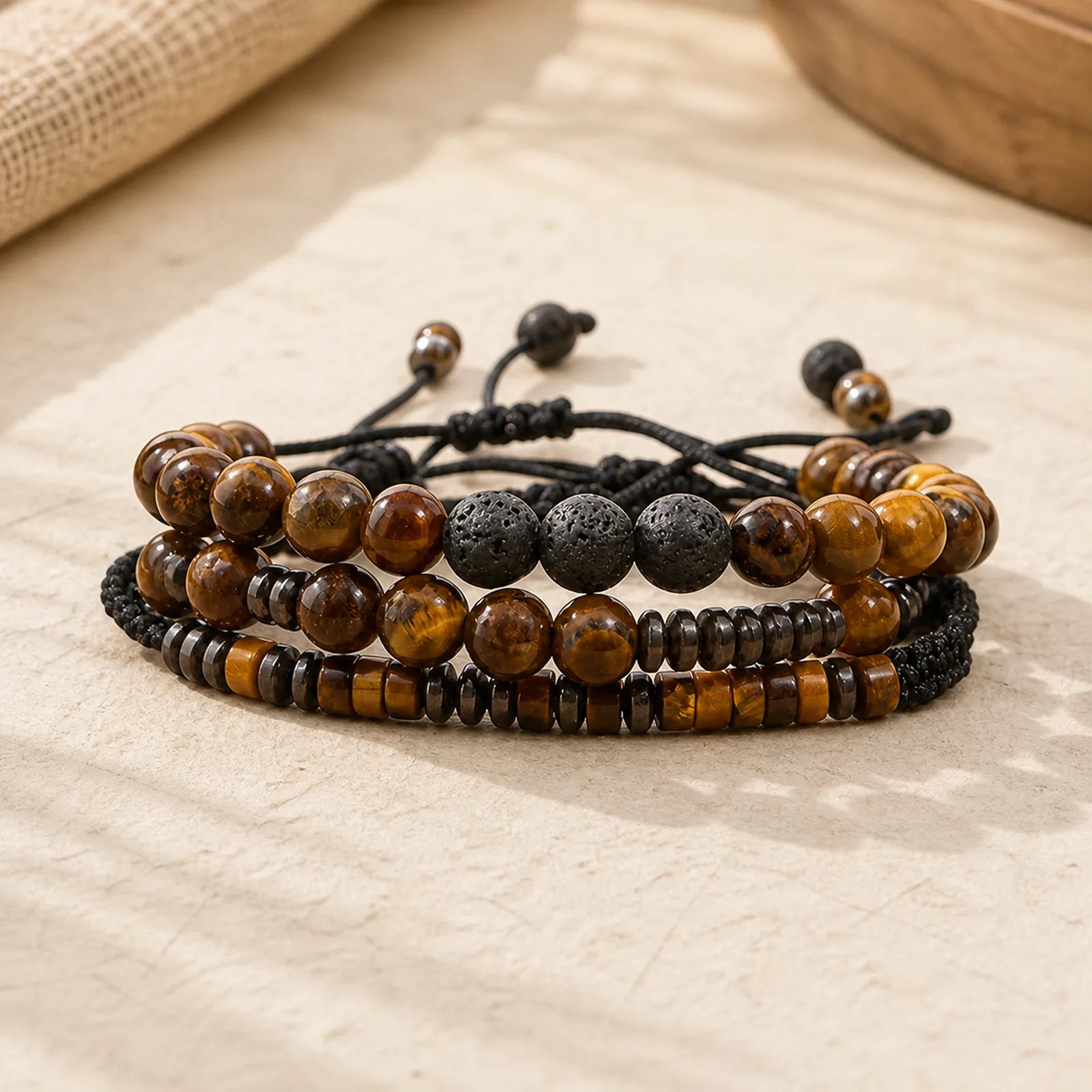FREE Today: Protection and Strength 3Pcs Tiger Eye Lava Rock Bracelet Set featuring Tiger Eye, Lava Rock