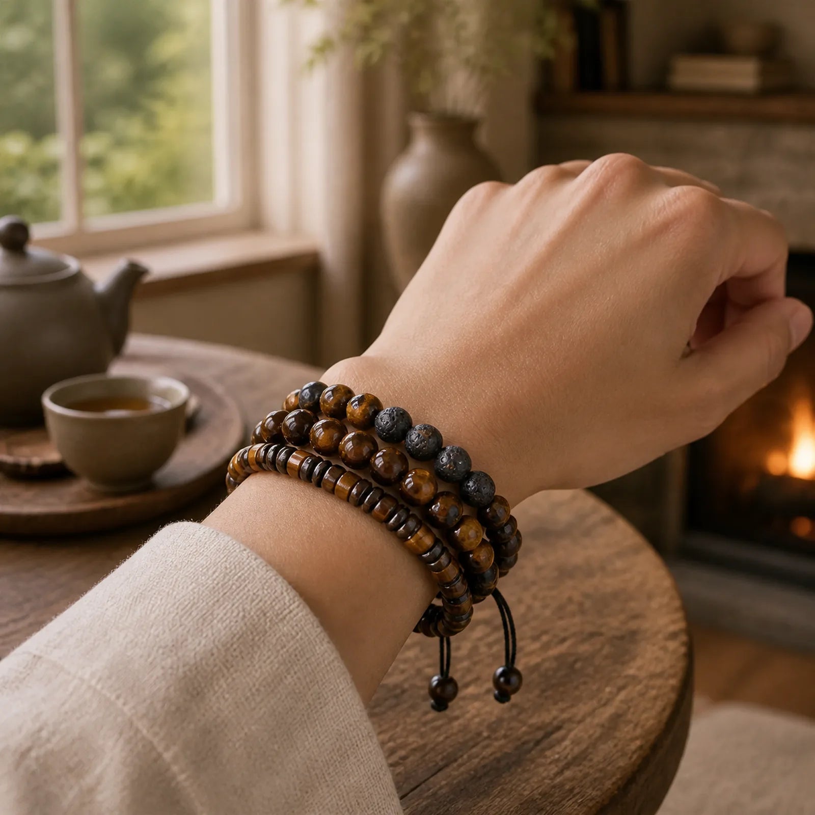 FREE Today: Protection and Strength 3Pcs Tiger Eye Lava Rock Bracelet Set featuring Tiger Eye, Lava Rock