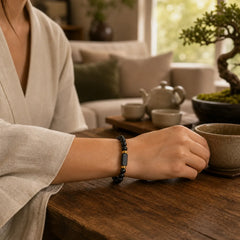 FREE Today: Protection and Transformation Black Obsidian Black Tourmaline Minimalist Round Bead Bracelet featuring Black Obsidian, Tourmaline