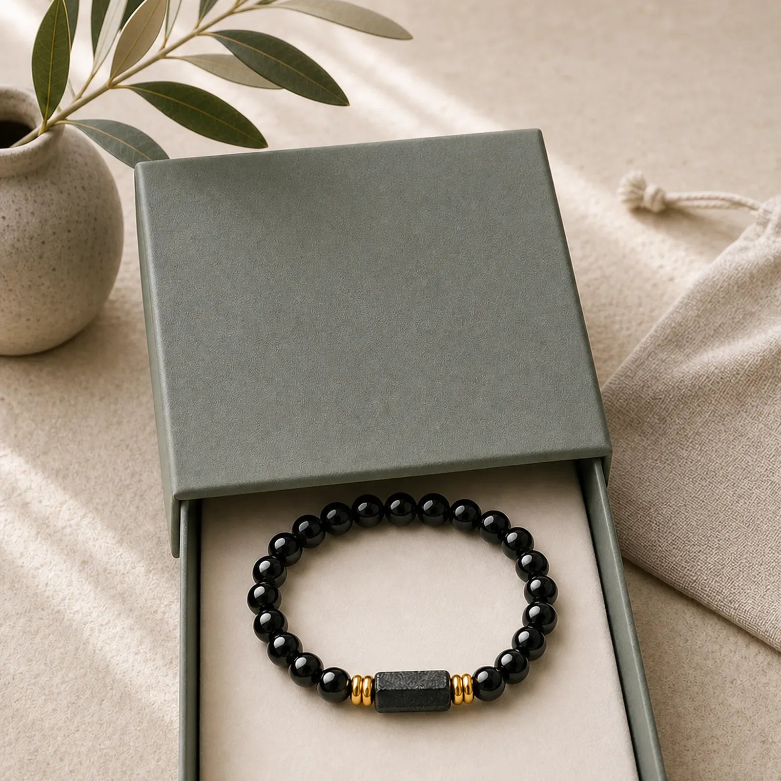 FREE Today: Protection and Transformation Black Obsidian Black Tourmaline Minimalist Round Bead Bracelet featuring Black Obsidian, Tourmaline