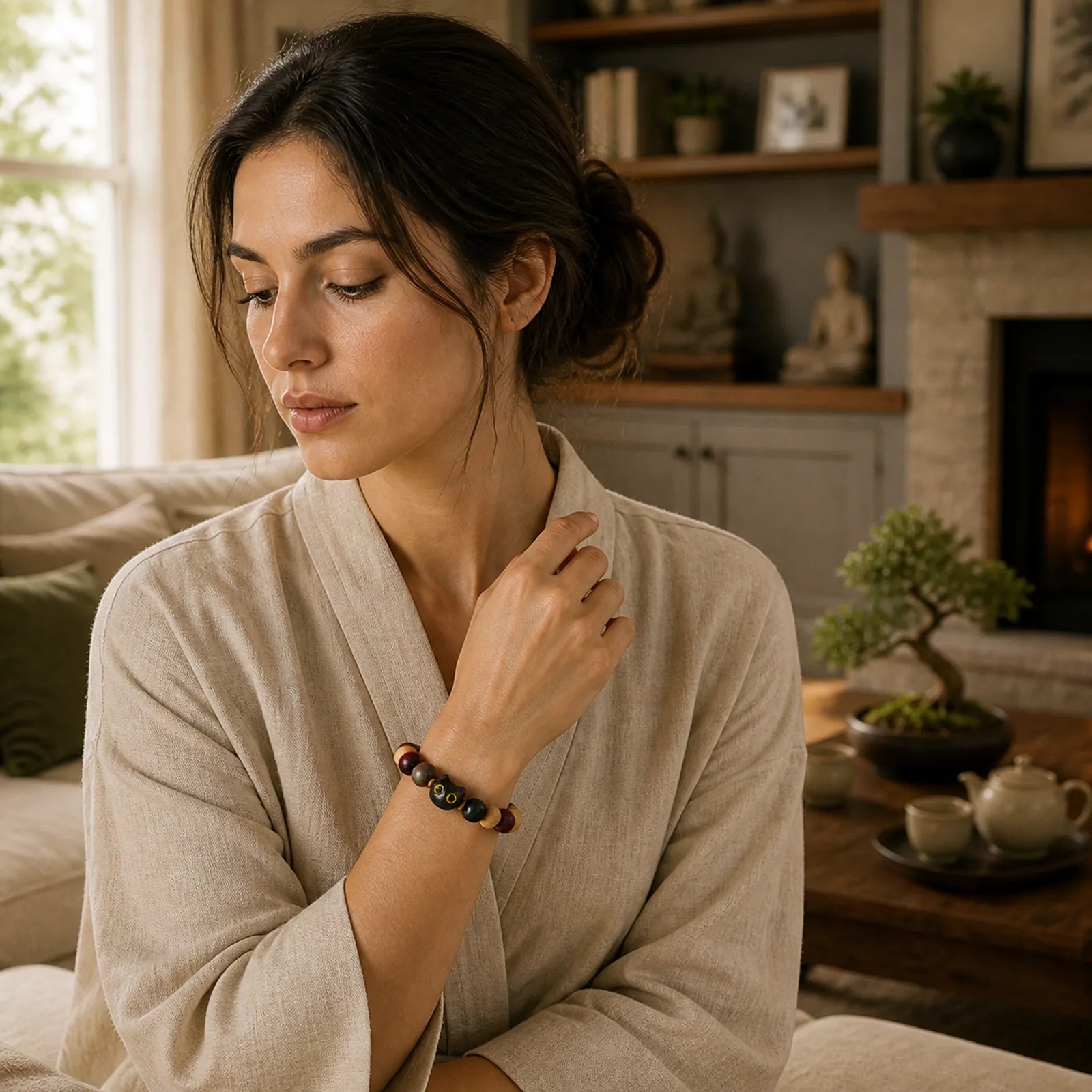 FREE Today: Release Mood Red Sandalwood Ebony Wood Cute Cat Calm Bracelet featuring Red Sandalwood, Sandalwood, Ebony Wood