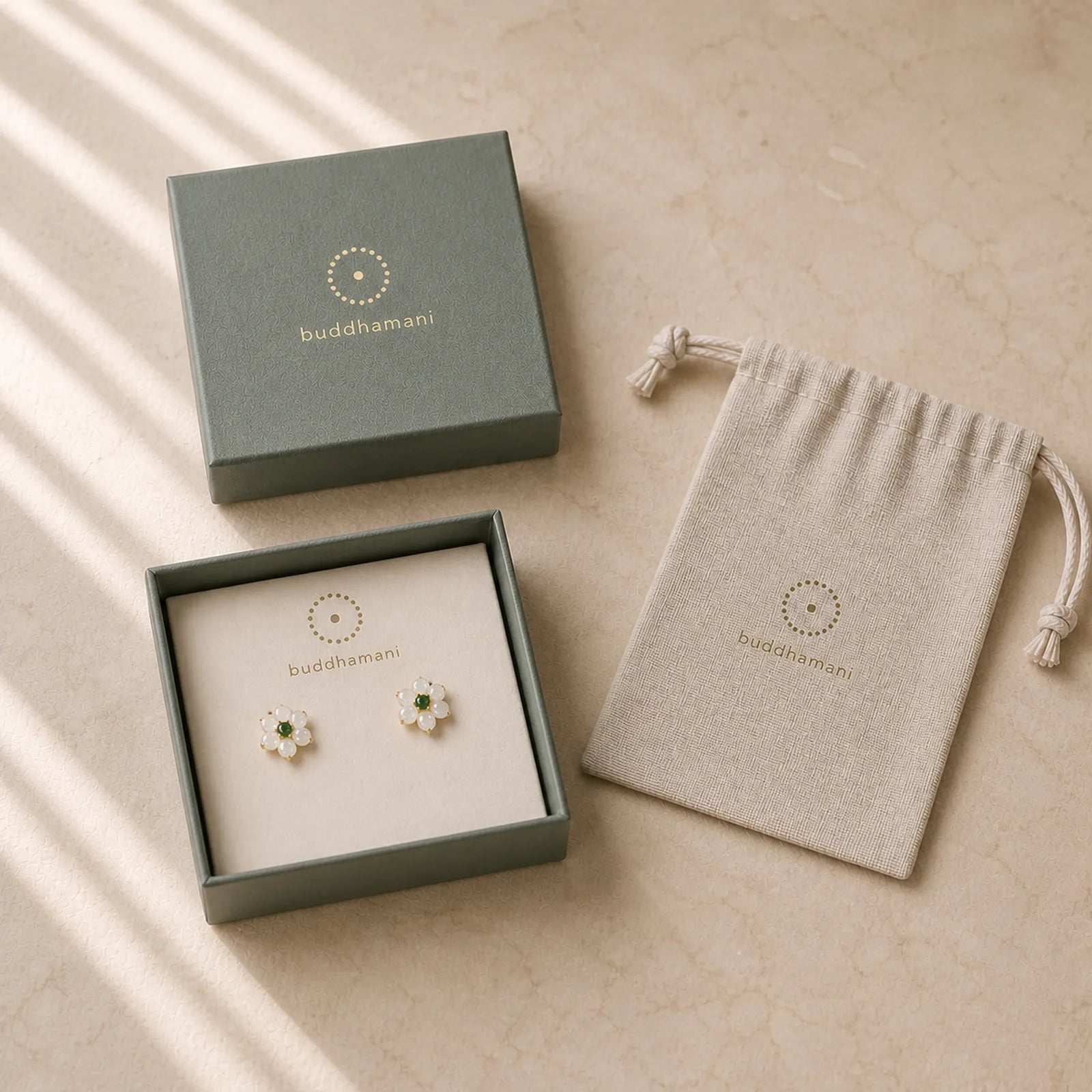 FREE Today: Release Negativity White Jade Flower Blessing Stud Earrings featuring White Jade, Jade